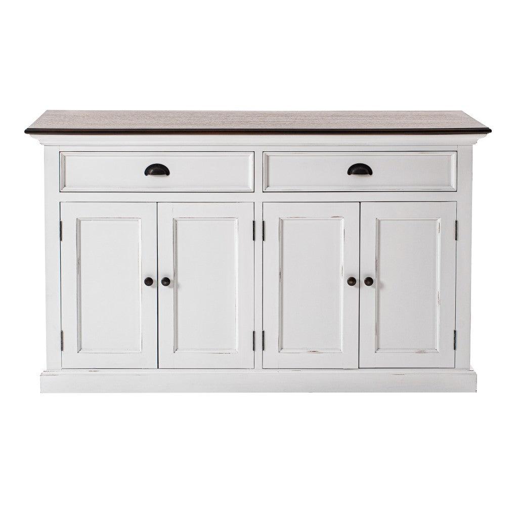 Modern Farmhouse Brown and White Buffet Server - AFS