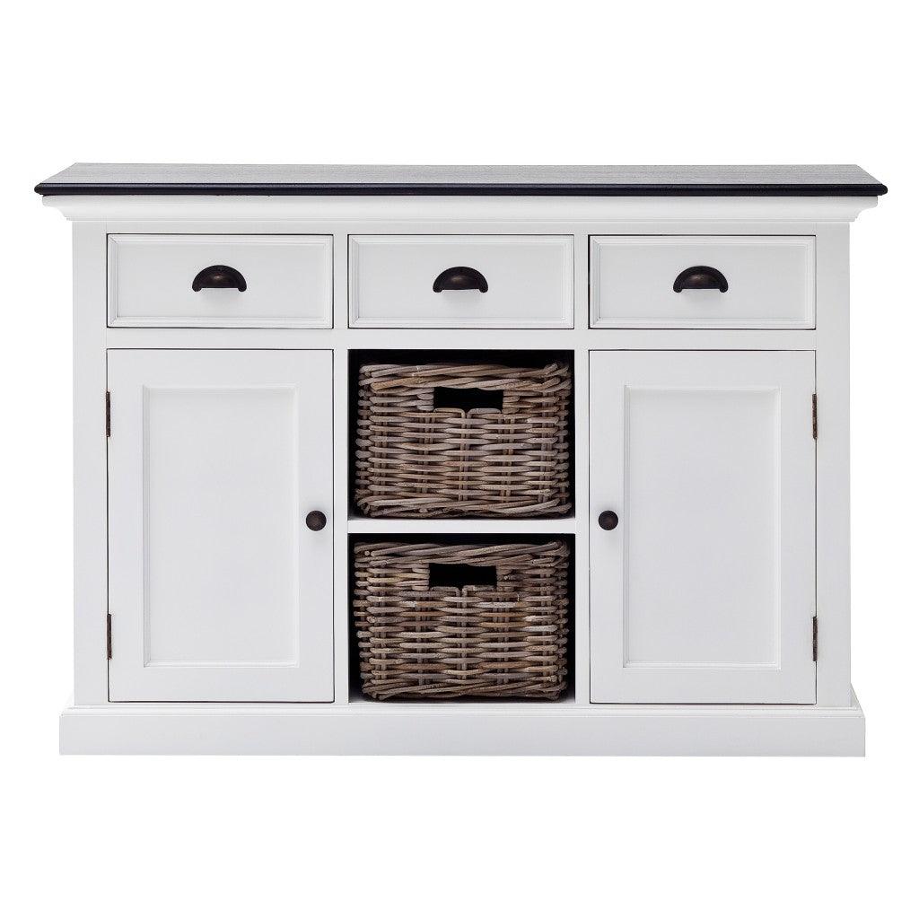 Modern Farmhouse Black and White Large Accent Cabinet - AFS