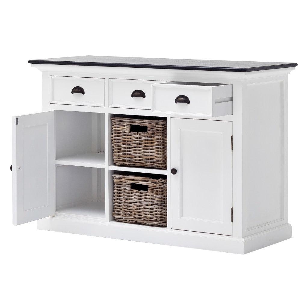 Modern Farmhouse Black and White Large Accent Cabinet - AFS