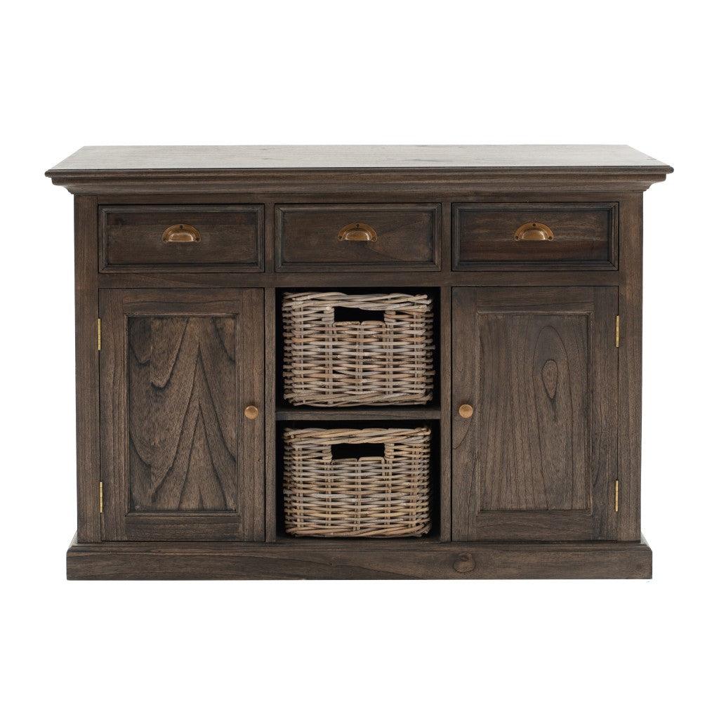 Modern Farmhouse Espresso Wash Large Accent Cabinet with Baskets - AFS