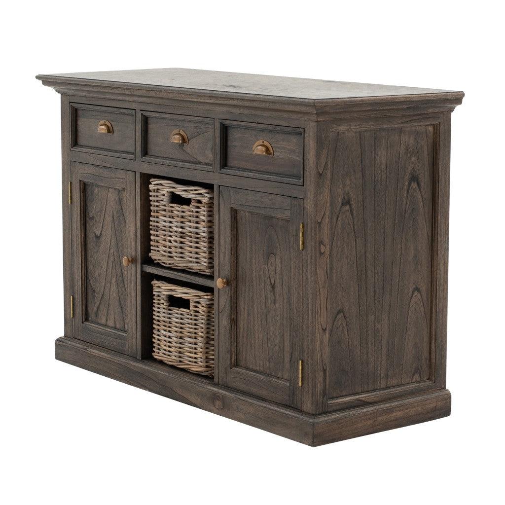 Modern Farmhouse Espresso Wash Large Accent Cabinet with Baskets - AFS