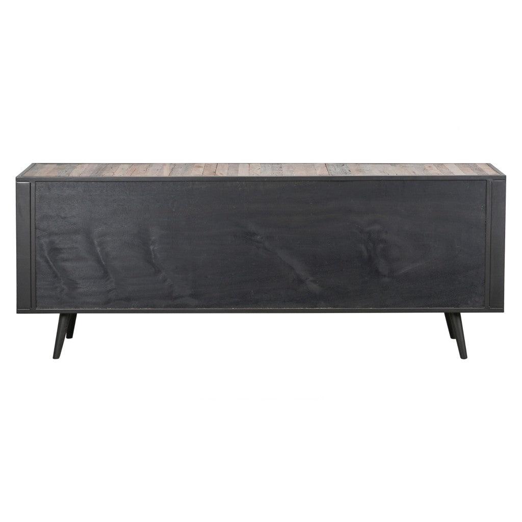 79" Modern Rustic Black Natural and Rattan Buffet Server - AFS