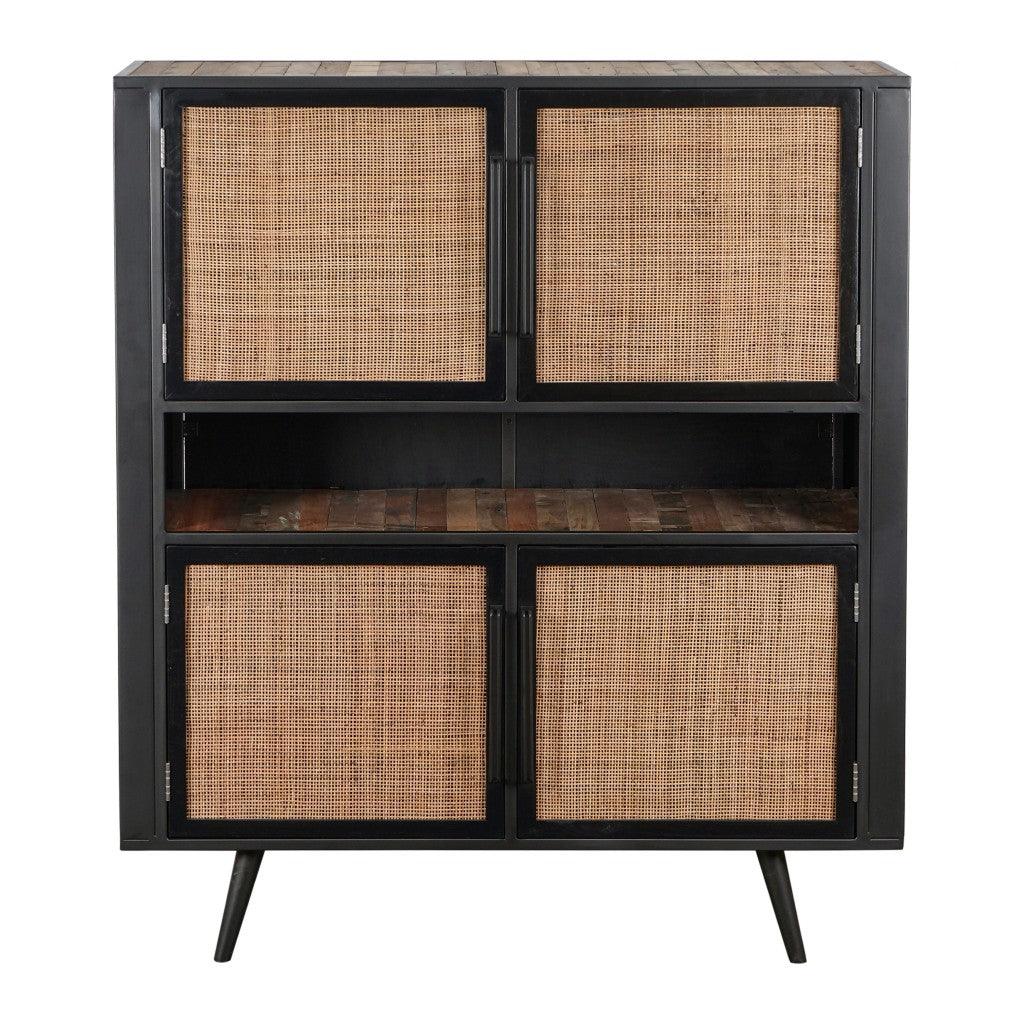 Modern Rustic Natural Rattan Double Decker Accent Cabinet - AFS