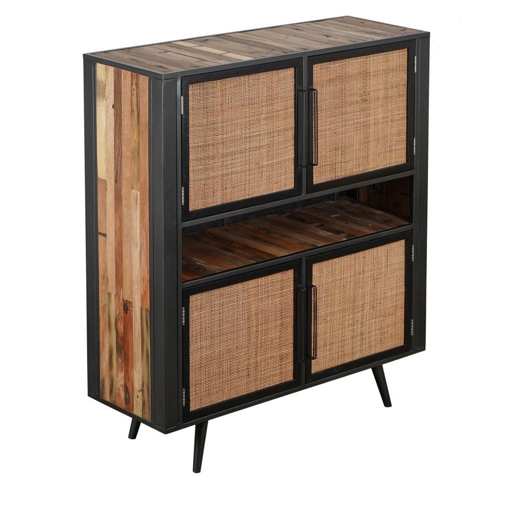 Modern Rustic Natural Rattan Double Decker Accent Cabinet - AFS