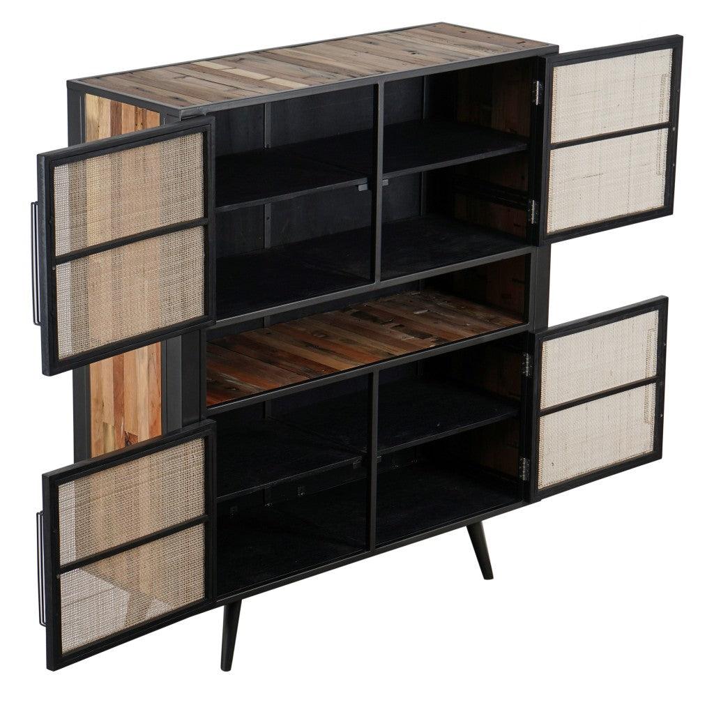 Modern Rustic Natural Rattan Double Decker Accent Cabinet - AFS