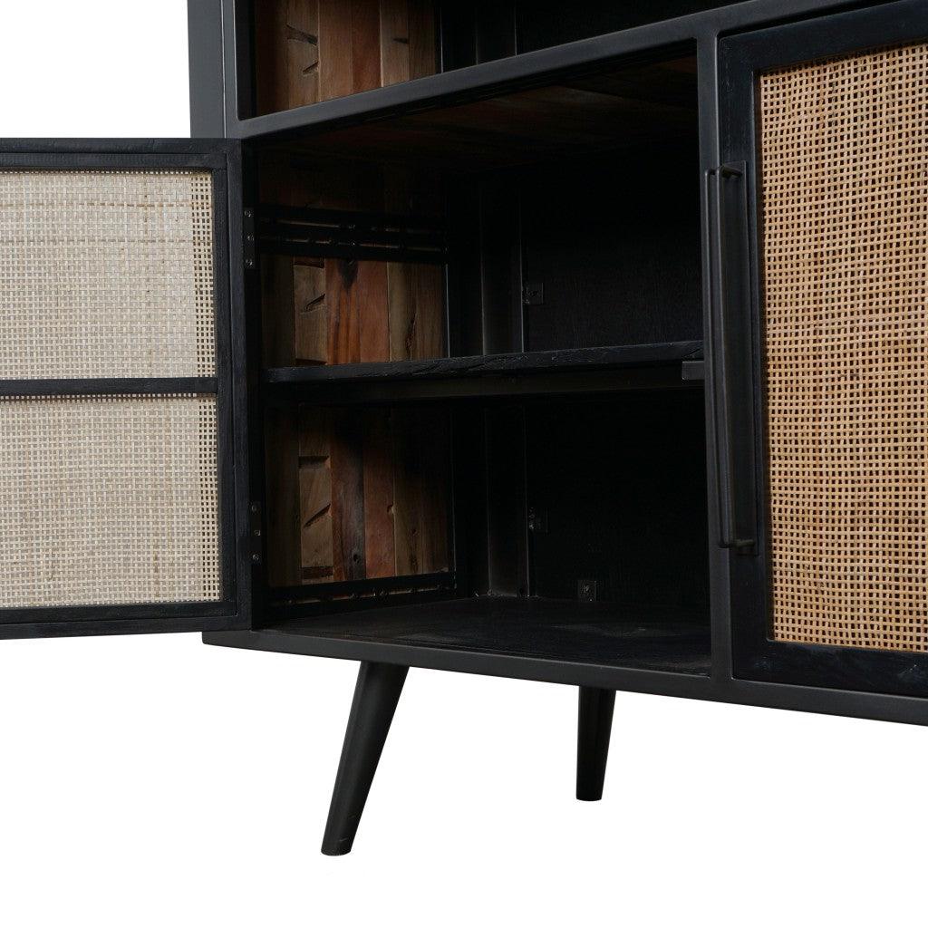 Modern Rustic Natural Rattan Double Decker Accent Cabinet - AFS