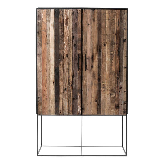 Modern Rustic Black and Natural Tall Accent Cabinet - AFS