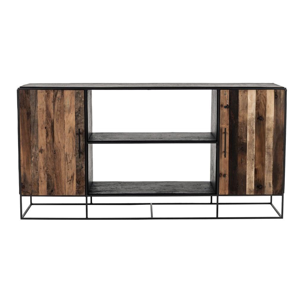 Modern Rustic Black and Natural Media Center TV Stand - AFS