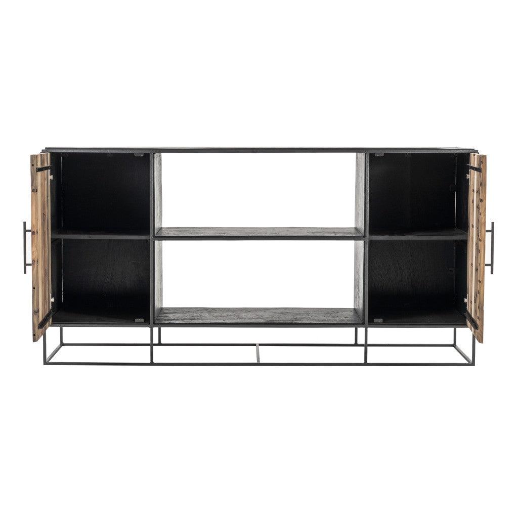 Modern Rustic Black and Natural Media Center TV Stand - AFS