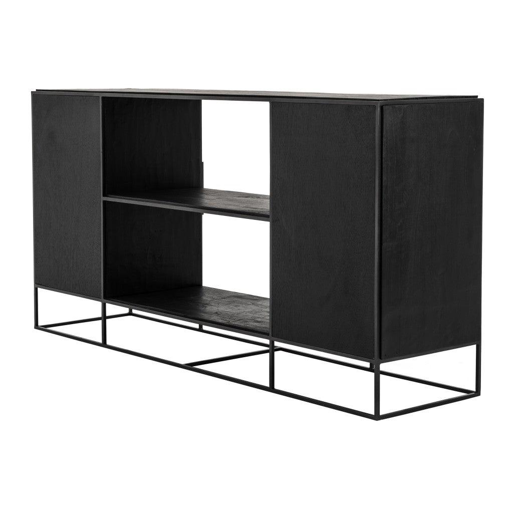 Modern Rustic Black and Natural Media Center TV Stand - AFS