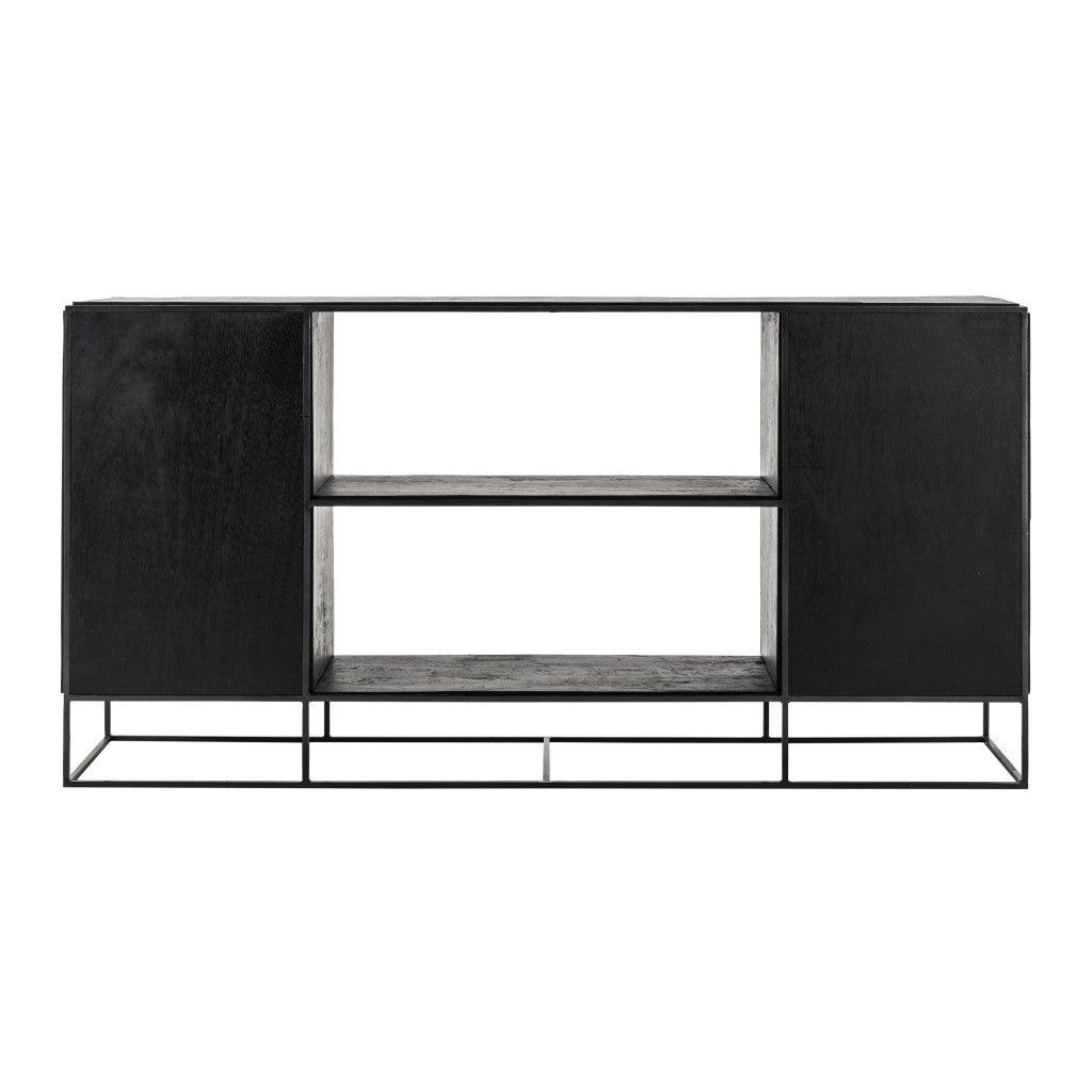 Modern Rustic Black and Natural Media Center TV Stand - AFS