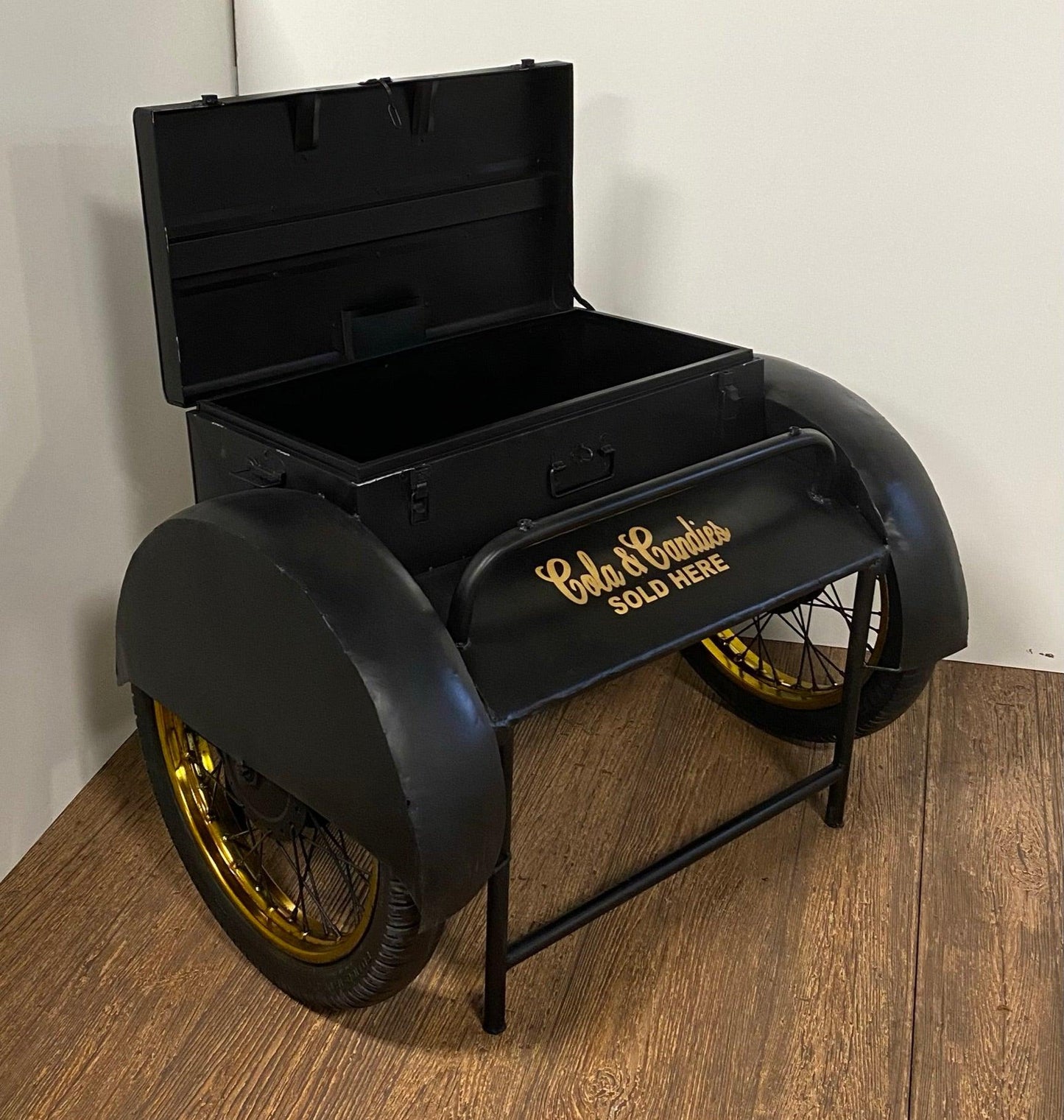 Black Old Time Delivery Box Table with Storage - AFS