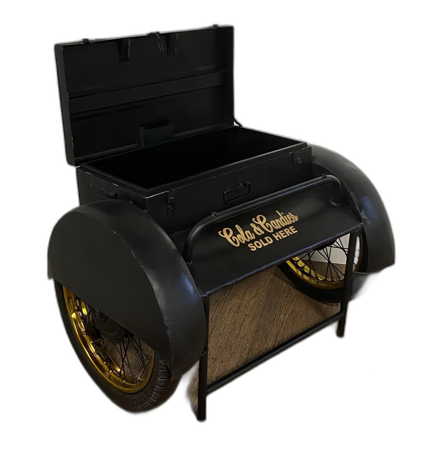 Black Old Time Delivery Box Table with Storage - AFS