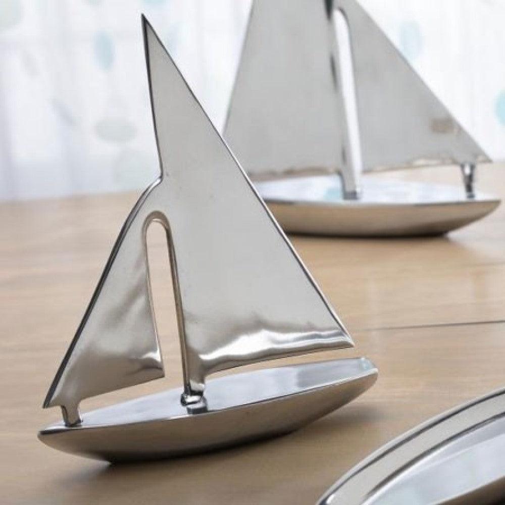 Silver Modern Sail Boat Serving Dish - AFS