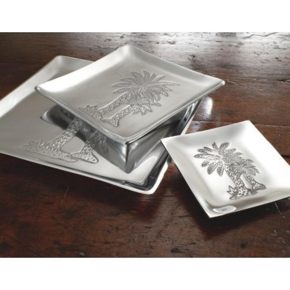 Square Silver Palm Tree Plate - AFS