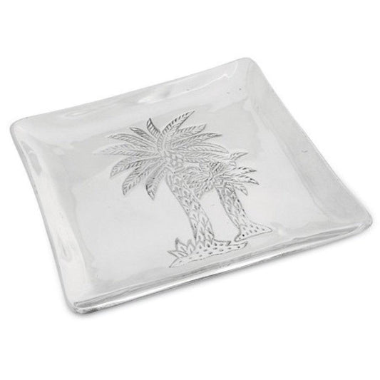 Square Silver Palm Tree Plate - AFS