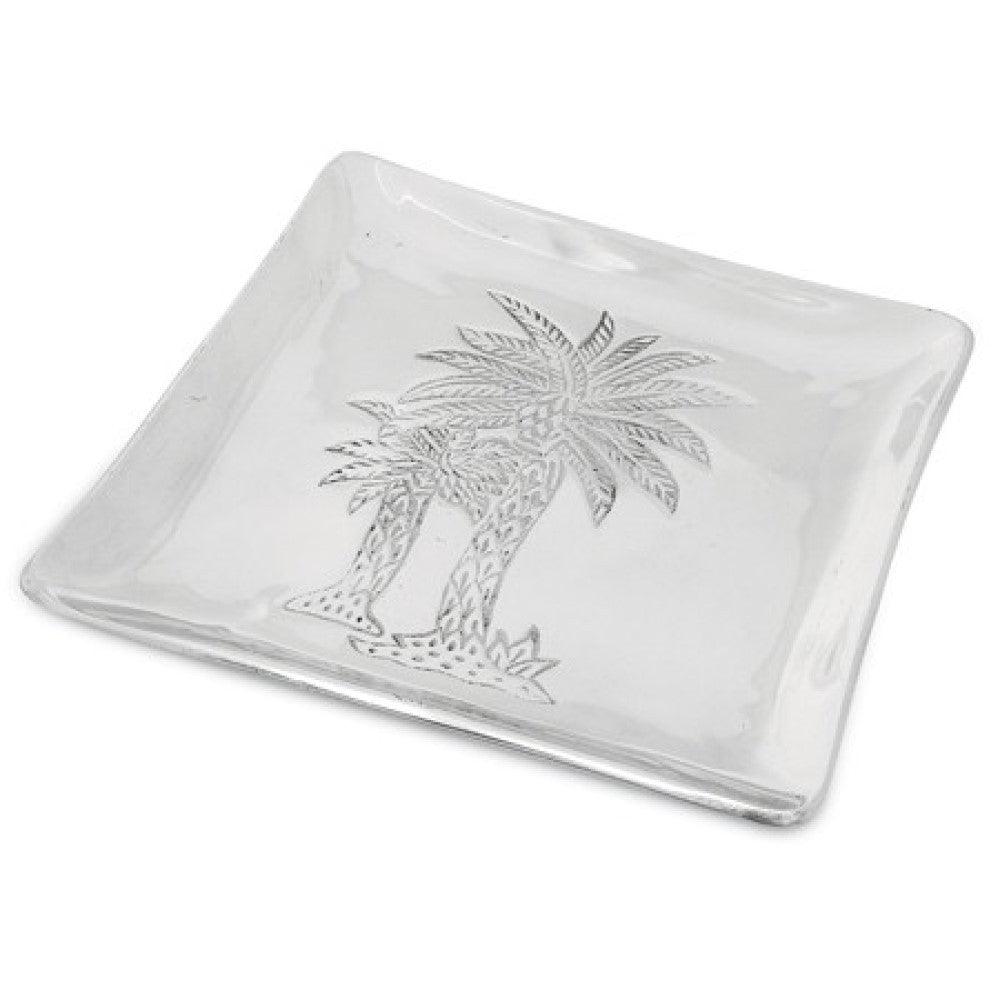 Square Silver Palm Tree Plate - AFS