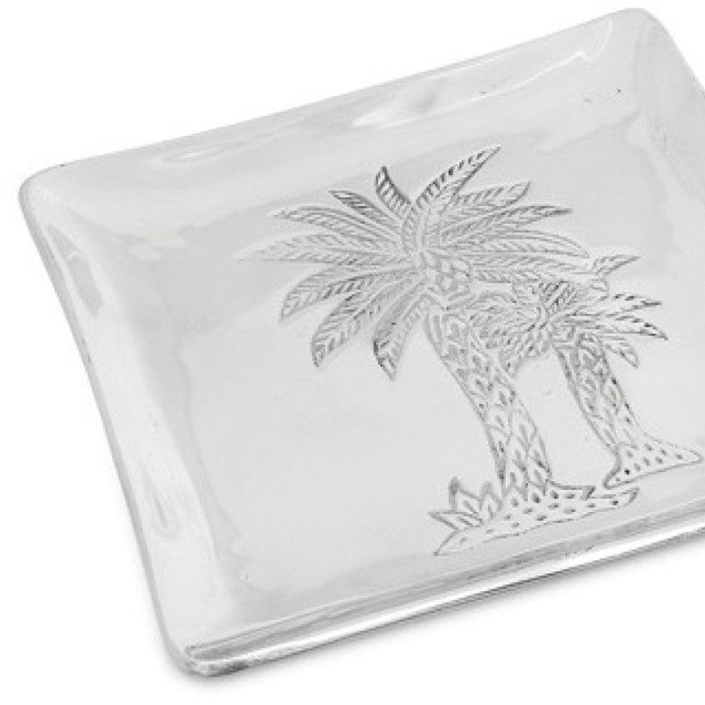 Square Silver Palm Tree Plate - AFS