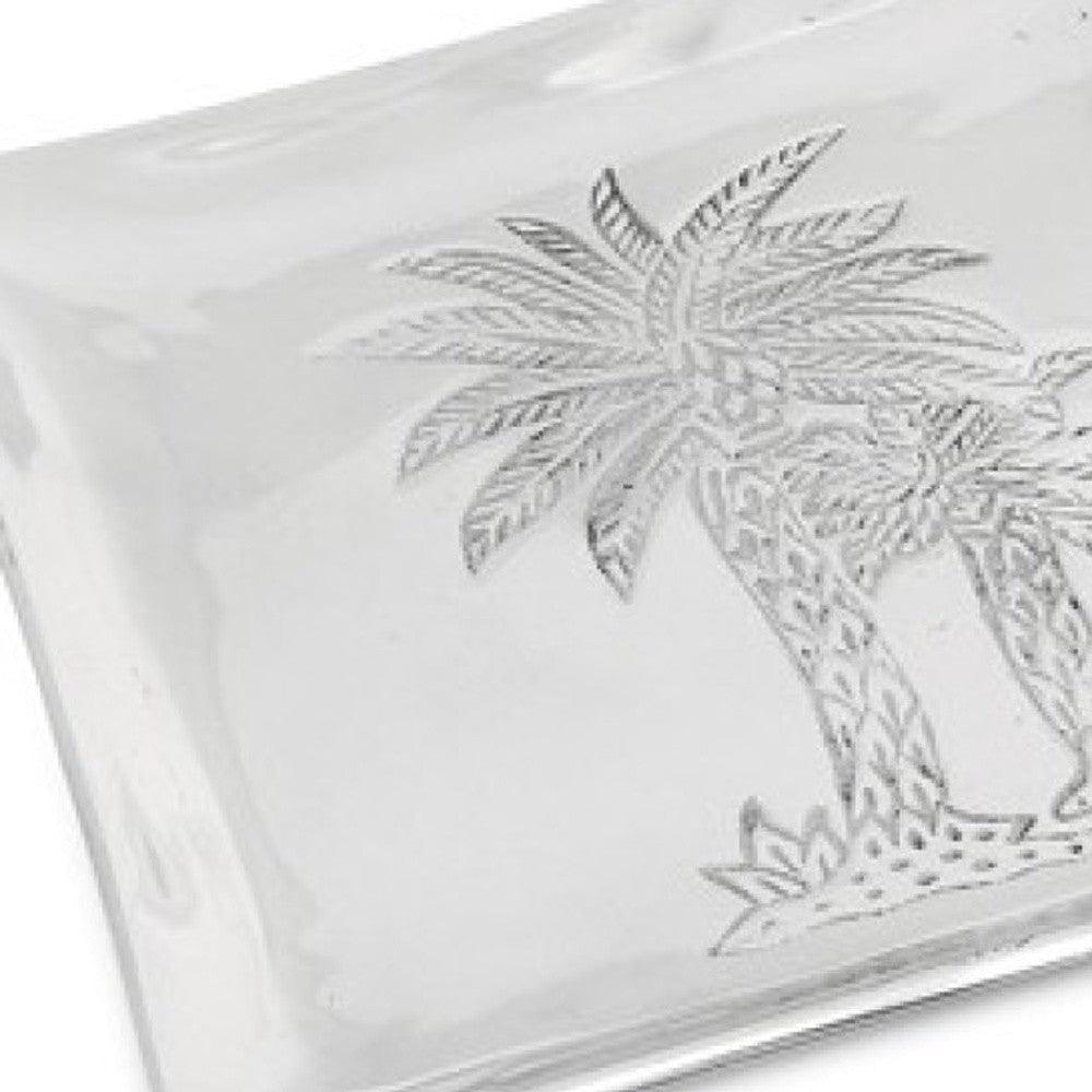 Square Silver Palm Tree Plate - AFS