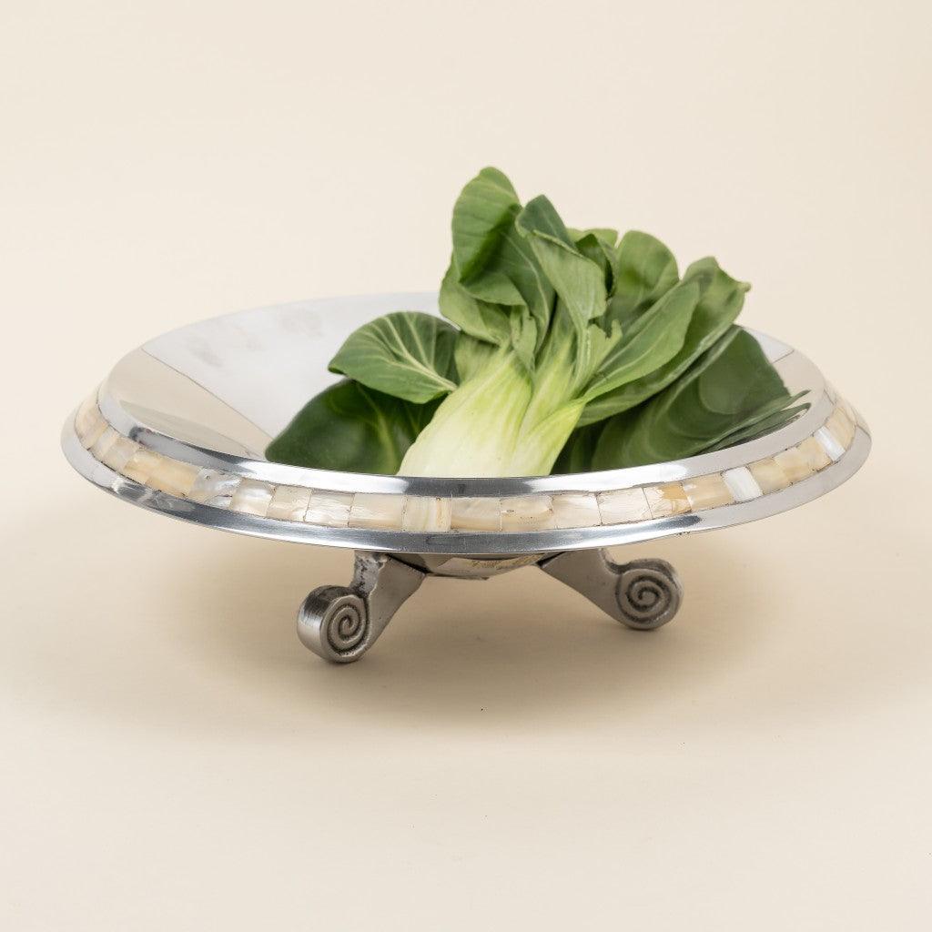 Silver and Mother of Pearl Pedestal Centerpiece Bowl - AFS