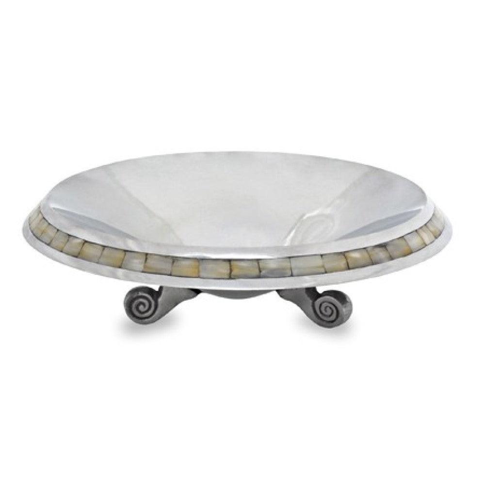 Silver and Mother of Pearl Pedestal Centerpiece Bowl - AFS