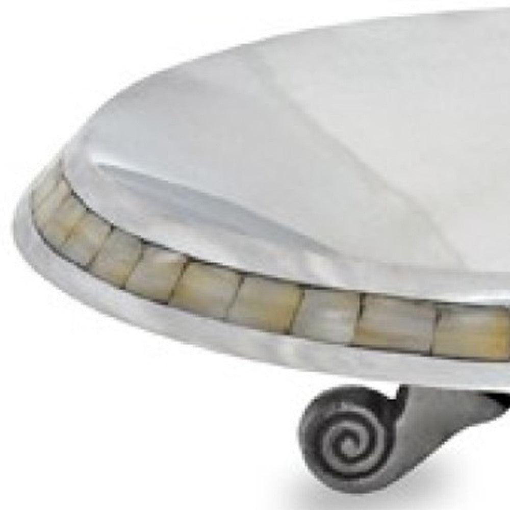 Silver and Mother of Pearl Pedestal Centerpiece Bowl - AFS