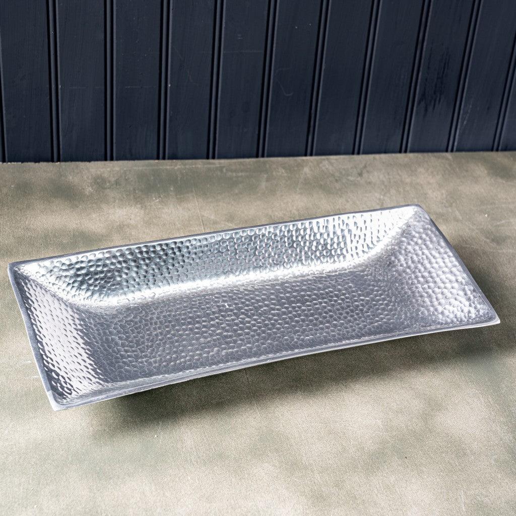 Silver Hammered Rectangle Serving Tray - AFS