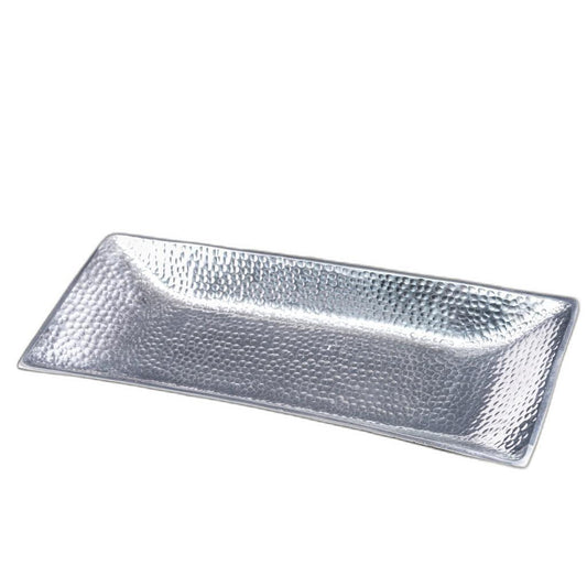 Silver Hammered Rectangle Serving Tray - AFS