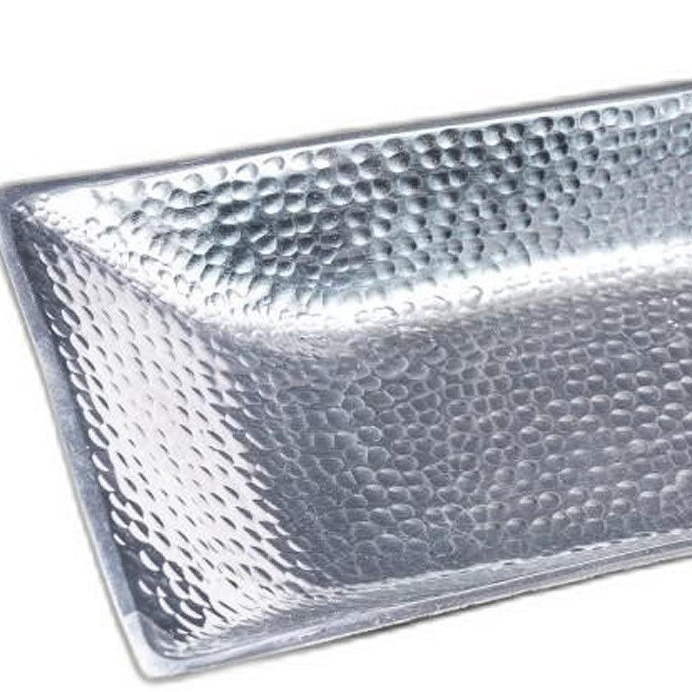 Silver Hammered Rectangle Serving Tray - AFS