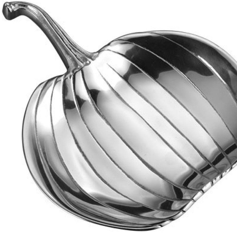 Shiny Silver Pumpkin Serving Dish - AFS