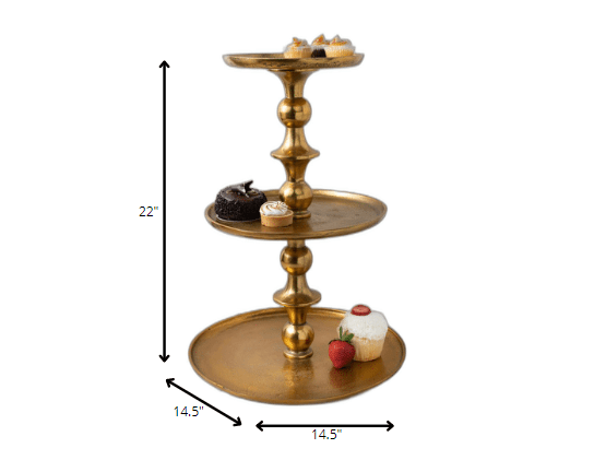 Gold Decorative Three Tier Stand - AFS