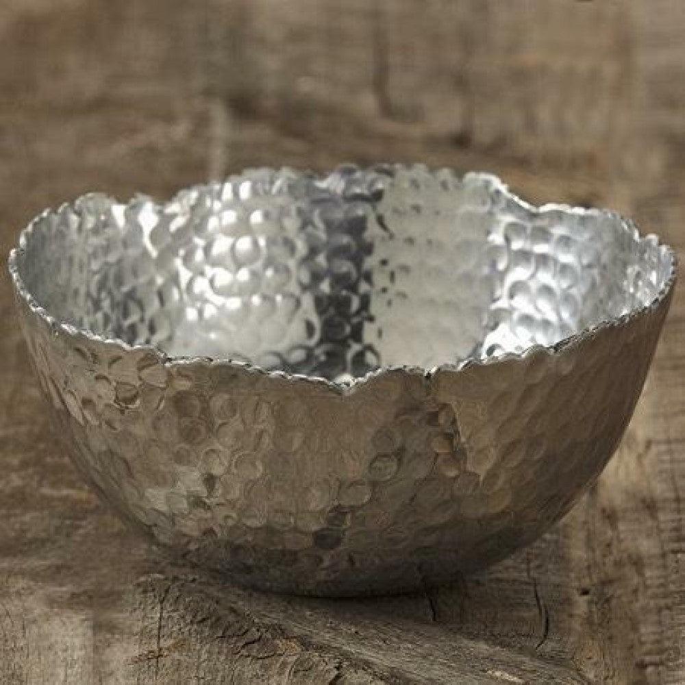 Silver Steel Modern Hammered Cut Bowl - AFS