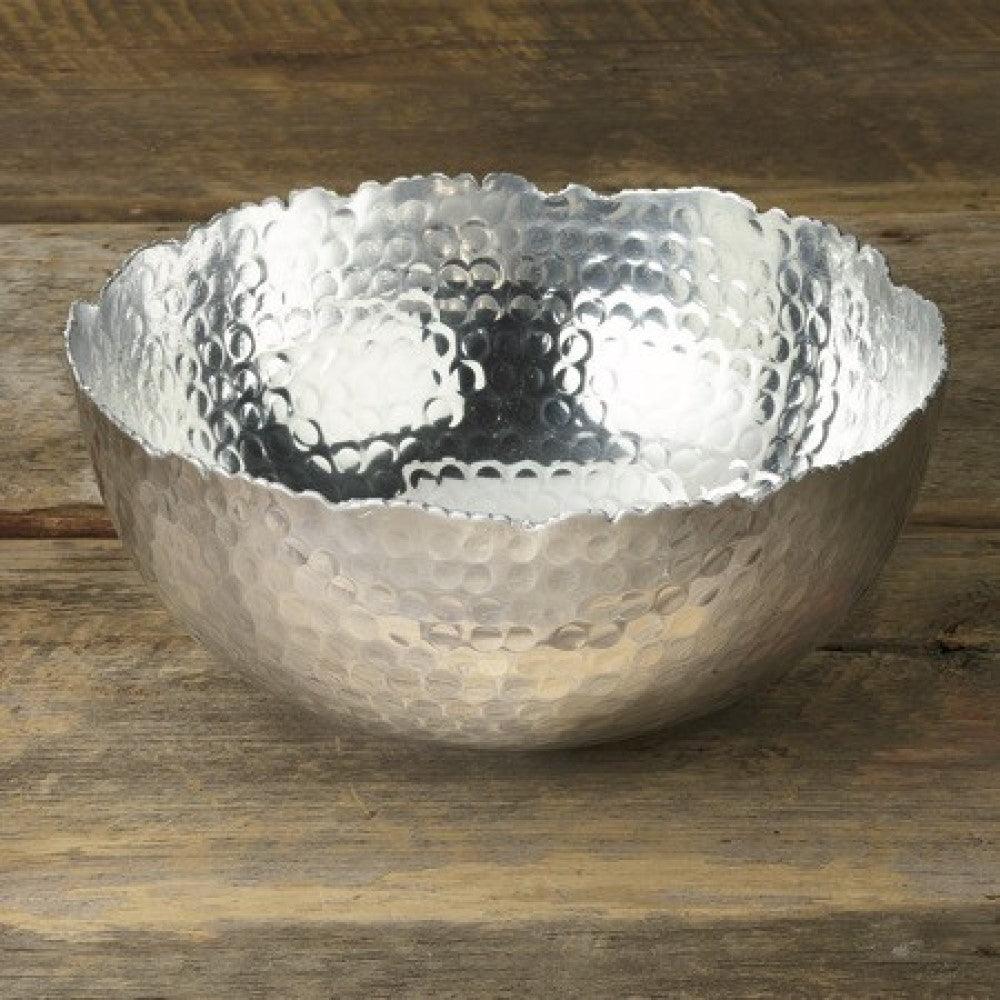 Silver Steel Modern Hammered Cut Bowl - AFS