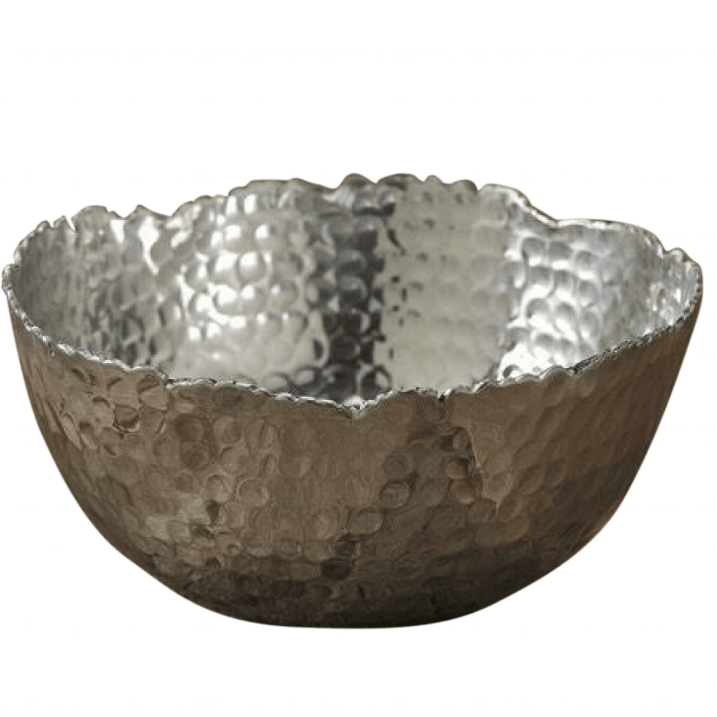 Silver Steel Modern Hammered Cut Bowl - AFS