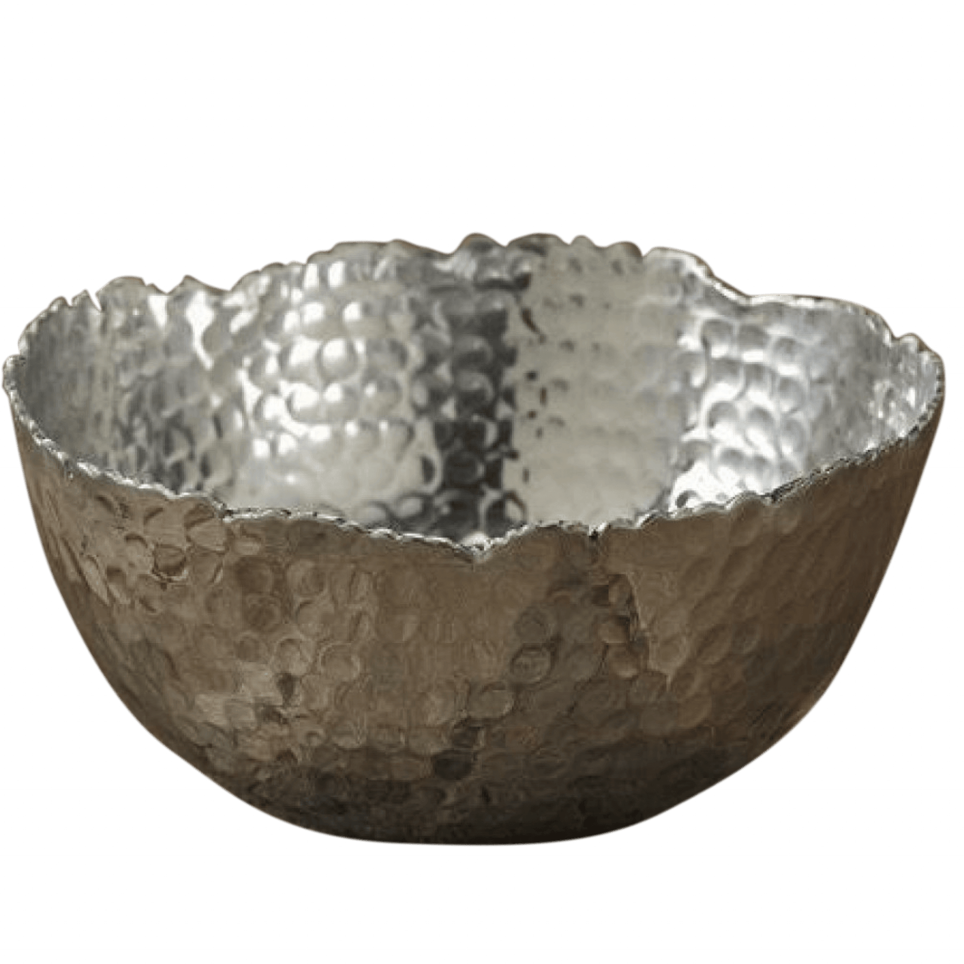 Silver Steel Modern Hammered Cut Bowl - AFS