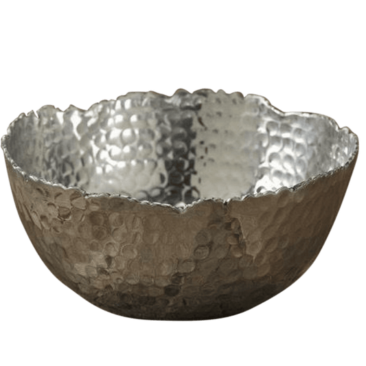 Silver Steel Modern Hammered Cut Bowl - AFS