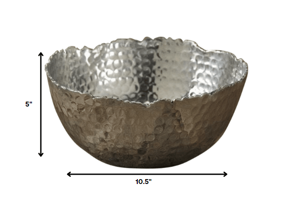 Silver Steel Modern Hammered Cut Bowl - AFS