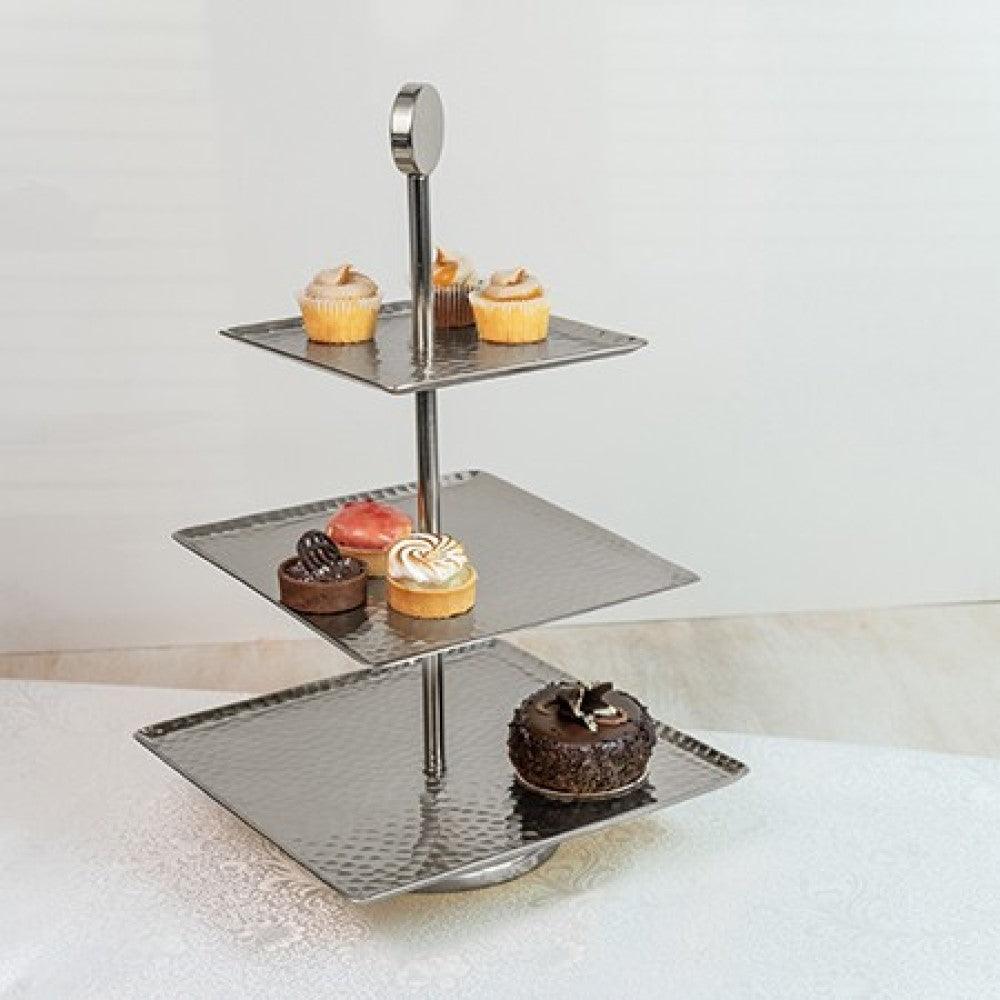 Hammered Square Shaped Three Tier Stand - AFS