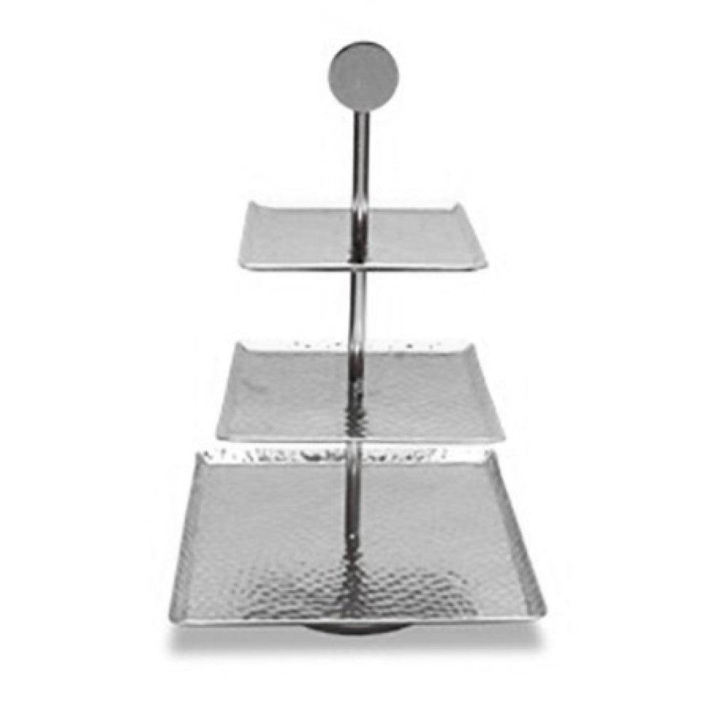 Hammered Square Shaped Three Tier Stand - AFS