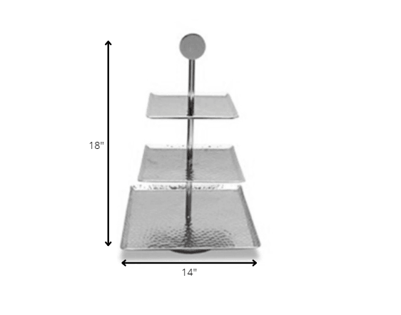 Hammered Square Shaped Three Tier Stand - AFS