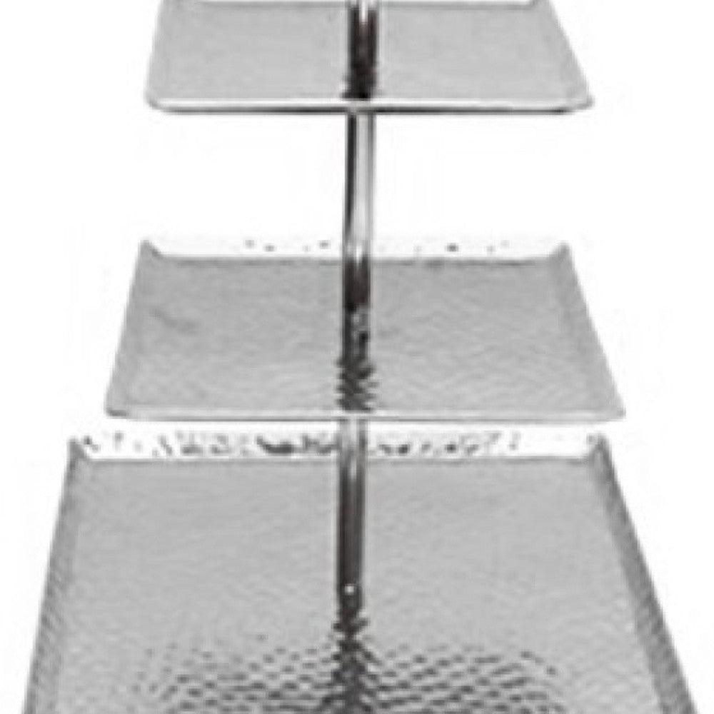 Hammered Square Shaped Three Tier Stand - AFS