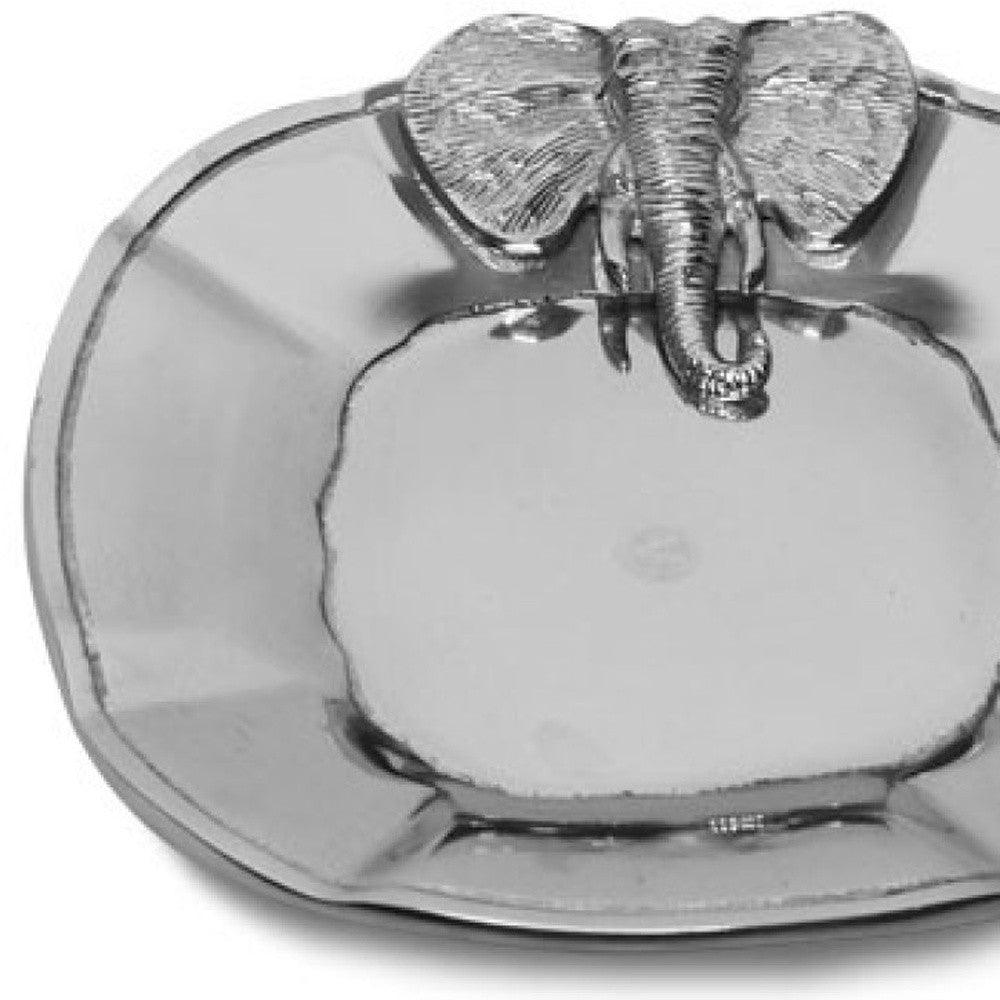 Shiny Silver Elephant Serving Tray - AFS