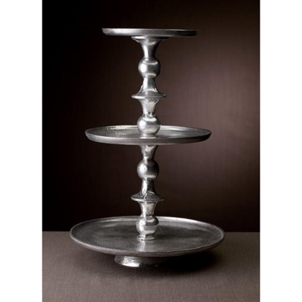 Round Silver Polished Three Tier Stand - AFS