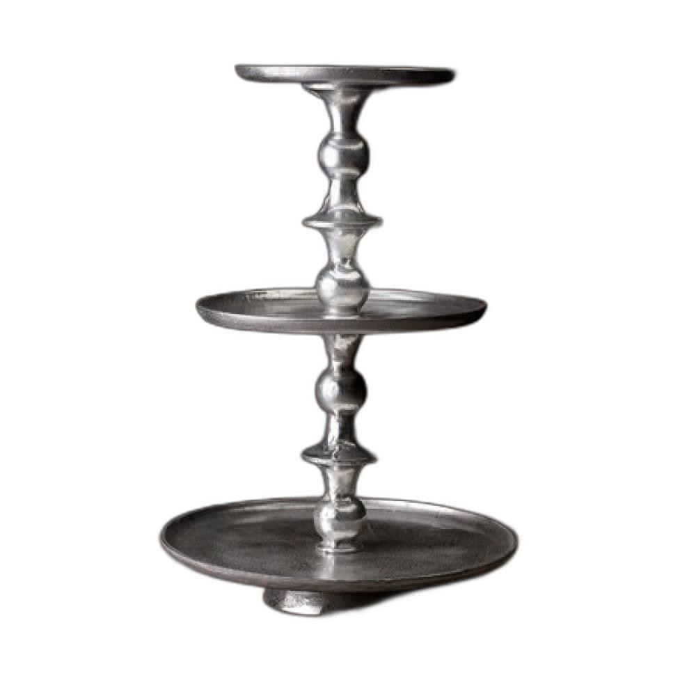 Round Silver Polished Three Tier Stand - AFS