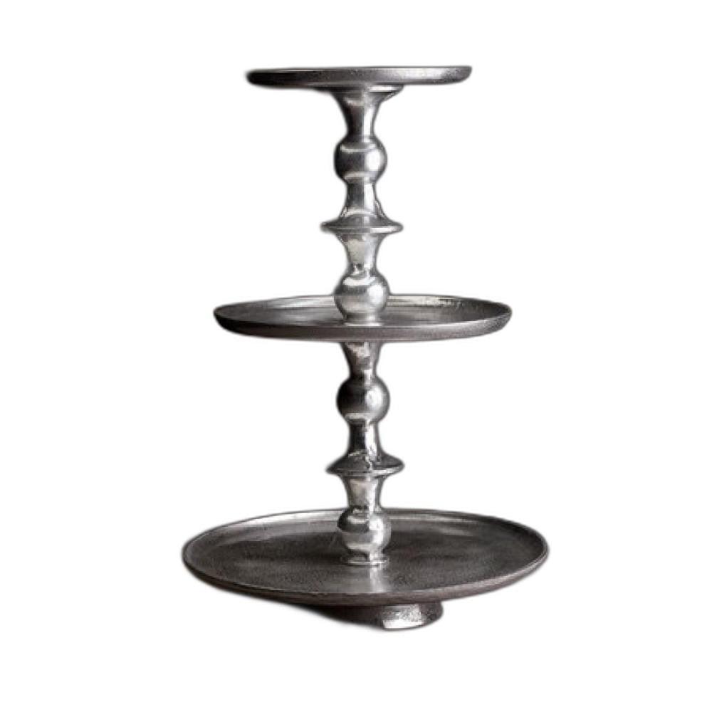 Round Silver Polished Three Tier Stand - AFS