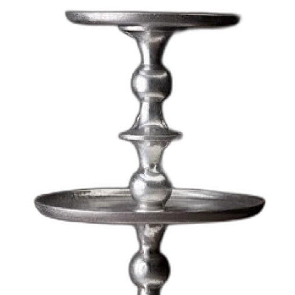 Round Silver Polished Three Tier Stand - AFS