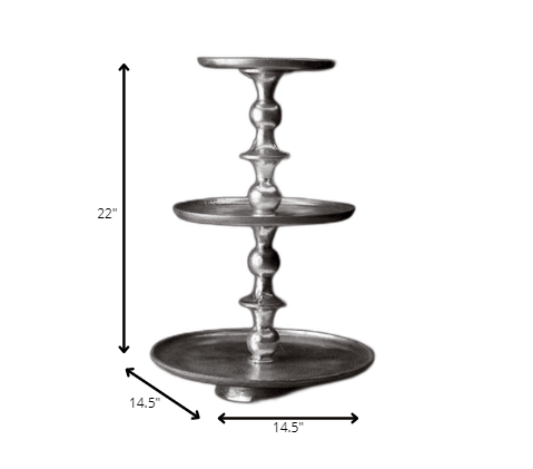 Round Silver Polished Three Tier Stand - AFS