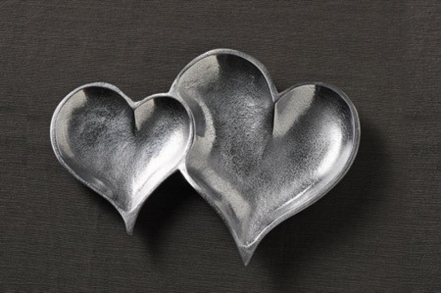 Two Section Textured Silver Heart Shaped Tray - AFS