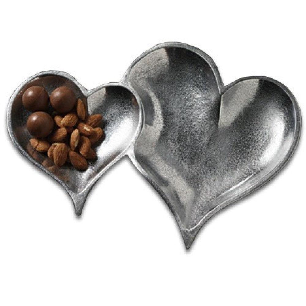 Two Section Textured Silver Heart Shaped Tray - AFS