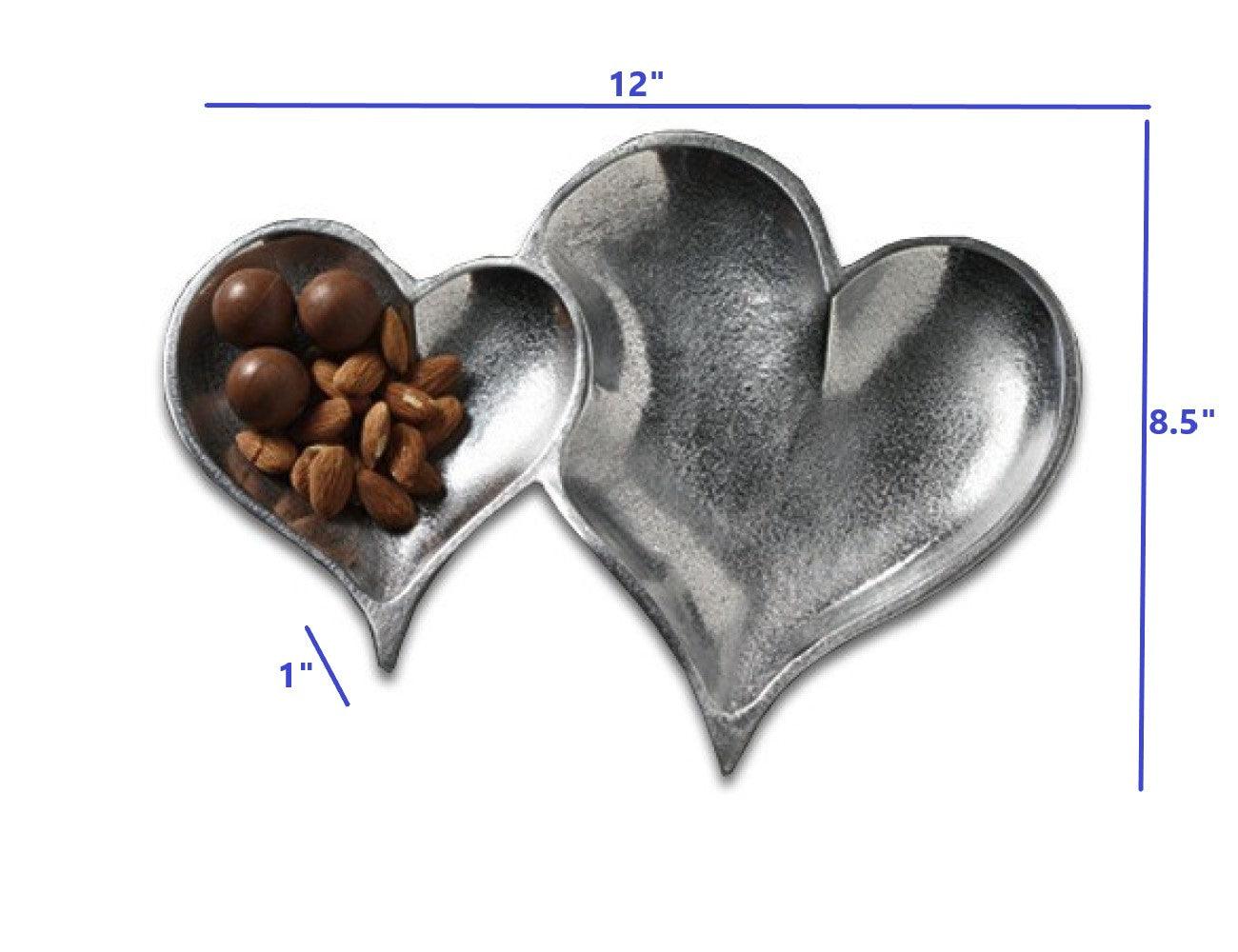 Two Section Textured Silver Heart Shaped Tray - AFS